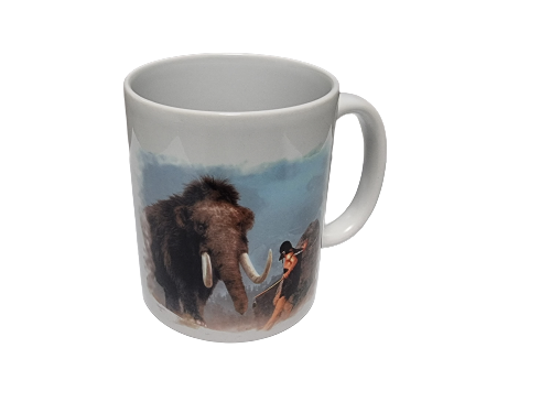 Bílý hrnek s potiskem Doba Ledová (Mamut)